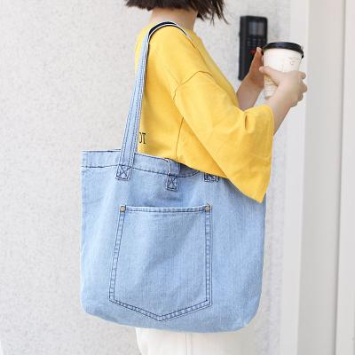 China NO Logo COATING Cotton Jean Denim Shoulder Custom Customer Bags Totes for sale