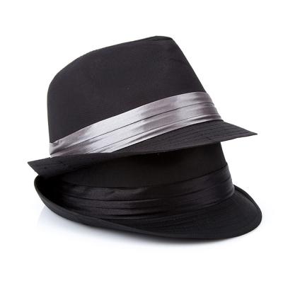 China Men's Women's Fedora Hat Ribbon Short Brim Custom Made Black Trilby Caps Character for sale