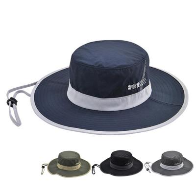 China Fisherman Wide Quick Drying Bucket Boonie Hats Brim Camping Brim Character With String for sale