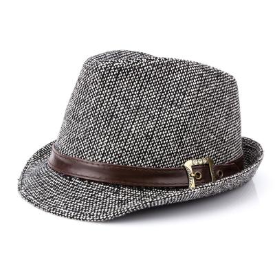 China Wholesale Vintage Tweed Character Mens Cuban Fedora Hats Short Brim Trilby Soft Hats for sale