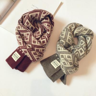 China Long Winter Warm Kids Knit Cotton Jacquard Scarf for sale