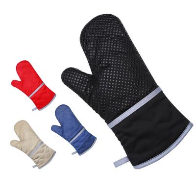 China Dots Kitchen Oven Mitts Dotted BBQ Non-Slip Gloves Heat Resistant Cotton Extra Long Silicone Gloves for sale