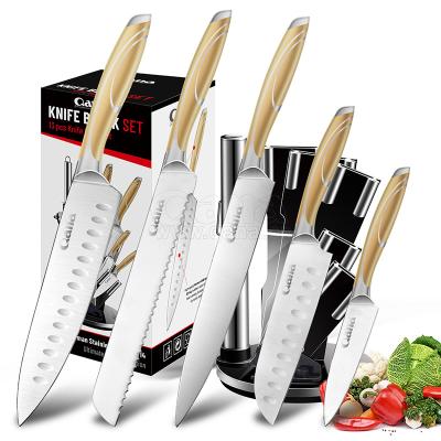 China Free Sample QANA Viable Factory Wholesale Damascus Kitchen Knife Set Japanese Stainless Steel Chef Cooking Knife With Scissors Peeler for sale