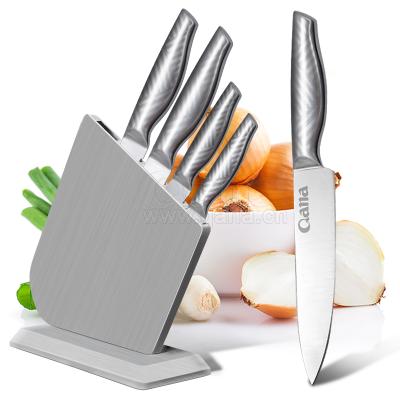 China Free Sample QANA Viable Factory Wholesale OEM Japanese Damascus Steel Knife Cooking Knife Stainless Kitchen Knives With Stand for sale