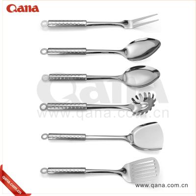 China QANA Factory OEM Manufacturer Price 6Pcs Stocked Wholesale Stainless Steel Kitchenware Kitchenware Spoon Induction Cookware Pots and Pans for sale