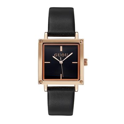 China GUOU Luxury Popular Ladies Square Watch Simple No Scale Designer Watches Famous Brands Women's Quartz Watches for sale