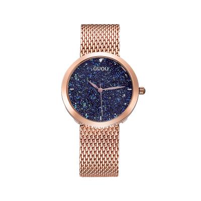 China Quartz GUOU Starry Sky Dial Watches Woman Brand Luxury Steel Strap Female Quartz Watch for sale