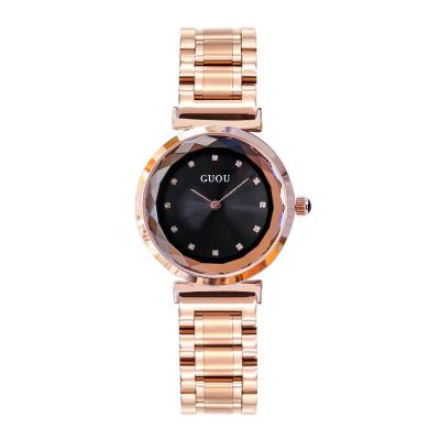 China Luxury Golden Creativity GUOU Rhinestone Strap Ledis Steel Fashion Wrist Watch Women Watches For Women for sale