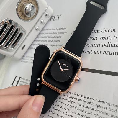 China GUOU Square Quartz Silicone Band Ladies Fashion Watch Candy Dial No Scale Watches Women Wrist Quartz Watch for sale