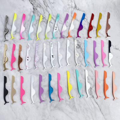 China Wholesale Non-Specific Own Brand Can Customize Logo Multiple Colors High Quality Applicator Tweezers Set Eyelash Tweezers Wholesale for sale