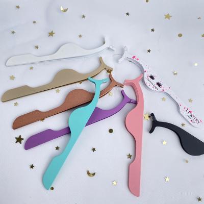 China Logo Pink Plastic Lashes Applicator Professional Eyelash Tweezers Non-Specific Custom Fiber Tip Tweezers For Eyelash Extension for sale