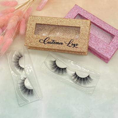 China Luxury and Recyclable Custom Eyelash Packaging for 3d lashes 5D Mink Eyelash Boxes Glitter Lash fluffy box for sale