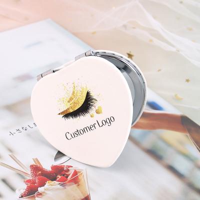 China Personalized Hand Mirror Personalized Gifts One Side Heart Makeup Mirror Beauty Pocket Gifts For Wife for sale