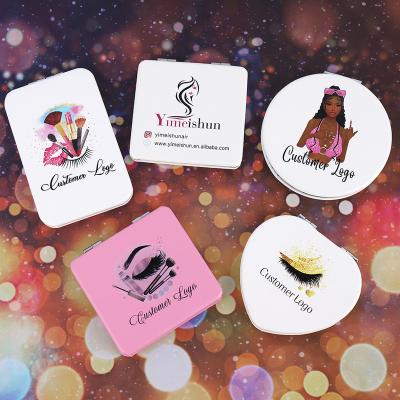 China New Personalized Women Girls Handle Makeup Mirrors Cute Retro Love Heart Pocket Handheld Mirror Wholesale Sellers Whip Mirror for sale