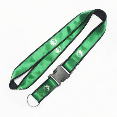 China Security Clip Automotive Accessories Dye Sublimation Polyester Key Chain Lanyard With Sewing Thin Flat PP Webbing Lanyard for sale