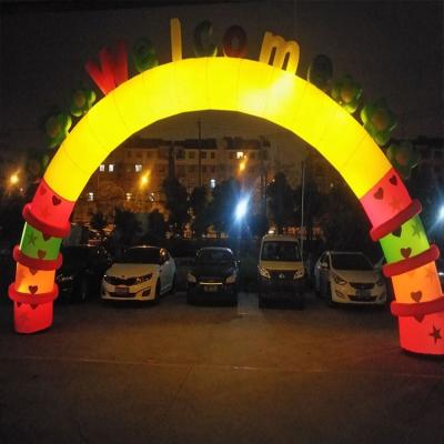 China Oxford cloth or PVC cheap custom promotion outdoor event led inflatable rainbow arch for sale for sale