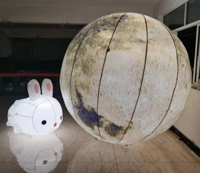 China Oxford Or PVC With LED Customized Outdoor Inflatable Rabbit Moon Globe With Led Light for sale