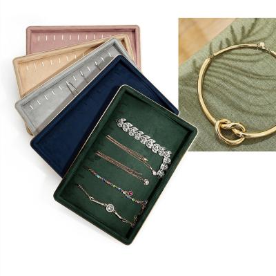 China High Quality Eco-friendly Exquisite Multicolor Jewelry Metal Jewelry Display Props Rectangular Rectangular Tray Durable for sale