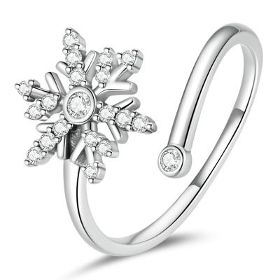 China Long Color Keeping Beautiful Snow Opening Ring Platinum Plated Women's S925 Sterling Silver Plain Ring for sale