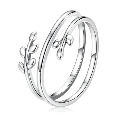 China Long Color Keeping Wicker Opening Single Line Silver Leaf S925 Sterling Multi-Ring Ring Ring for sale