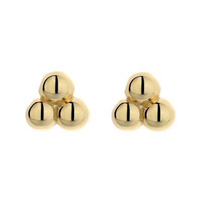 China Long Color Keeping S925 Cheap Silver Mini Three Ball Women's Small Stud Earrings Popular Personality Circle Earrings for sale