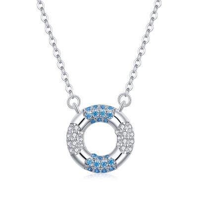 China Long Color Keeping Simple Fashion Platinum Plated Two-color S925 Sterling Silver Zircon Necklace For Girls for sale