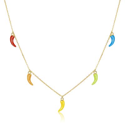 China Long Color Keeping Original Design S925 Silver Plated Beautiful Gold Pepper Colorful Necklace for sale