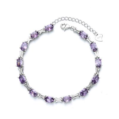 China Long Color Keeping Pure Silver Amethyst S925 Fashion Personality Female Student Gift Bracelet for sale