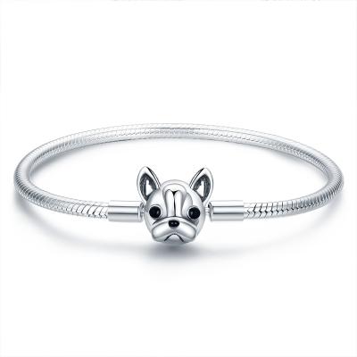 China Long Color Keeping Cute French Bulldog Bracelet DIY Gift Dog Bracelet S925 Sterling Silver Beautiful for sale