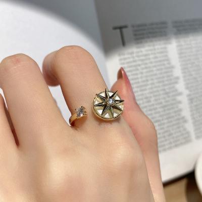 China Long color continuing to turn female exquisite star opening ring resin double zircon alloy jewelry ring for sale