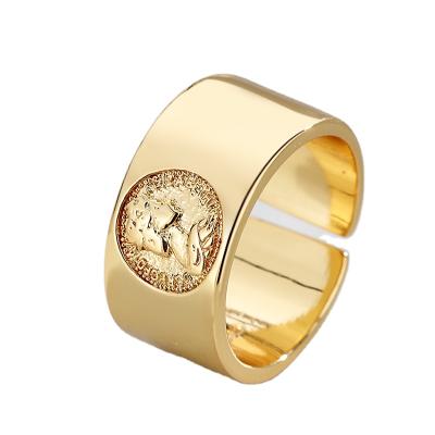 China Long Color Keeping INSTAGRAM Trend Personality Fashion Copper Ring Gold Opening Brass Unisex Ring Retro for sale