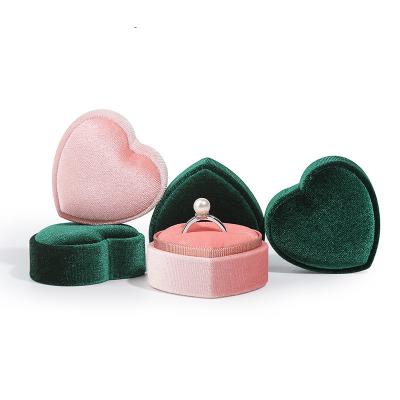 China Small Jewelry Ring Boxes Heart Shape Velvet Gift Necklace Box Eco-Friendly Durable Packaging Boxes For Wedding for sale