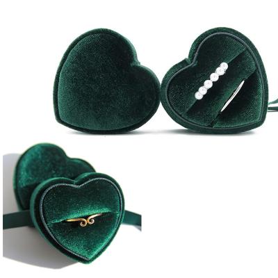 China Wholesale Eco-friendly Durable Heart Shape Jewelry Box Packaging Earring Gift Jewelry Velvet Box For Ring With Ribbon for sale