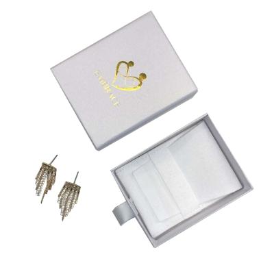 China Custom Jewelry Box Eco-friendly Sustainable Personalized Logo Packaging Drawer Jewelery Box With Microfiber Jewelry Pouch for sale