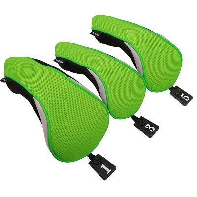 China 3PCS Golf Green Wood Cover #1 3 5 Conductor Fairway Wood Net Soft Mesh Cover Wood Cover for sale