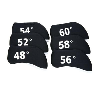 China 6pcs/set Golf Wedge Headcover For Club Wedge Neoprene 48 Golf Wedge Cover 52 54 56 58 60 Black for sale