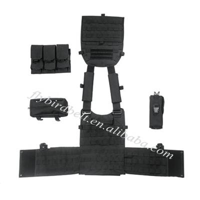 China Custom Military Drill 600D Oxford Black Nylon Tactical Belt with 8 Set Pockets for sale