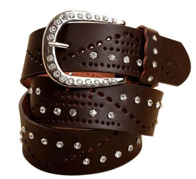 China Good quality casual girl classic leisure belts cowgirl western elegant rhinestone studded leather belt women for sale