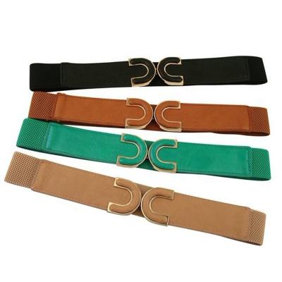 China Hot Selling New Style Fashion Lovely OEM Metal Buckle Colorful Available Skinny Stretch Strap Elastic Belt For Woman for sale