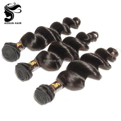 China Hot Sale 100% Aosun Loose Wave Human Hair Wholesale Peruvian Loose Wave for sale