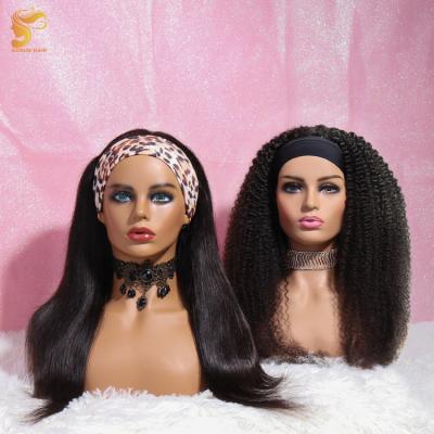 China Kikiy Afro Body Kinky Straight Silky Straight Kinky Curl Natural /Deep/ /Water Wave Headband Wig, Real Black Blonde Headband Wig for sale