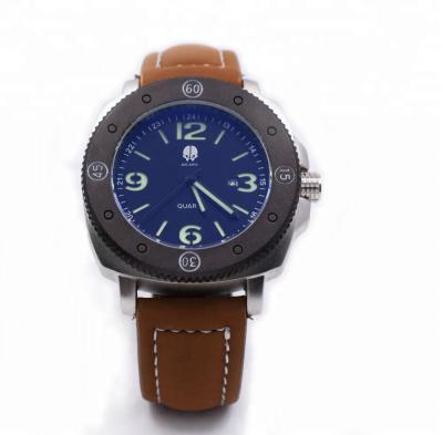 China Full Calendar Water Resistant Luxury Luminous Genuine Leather Dive Watch For Men for sale