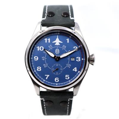 China Automatic Genuine Leather Strap Waterproof Quartz Date Pilot Wrist Watch for sale