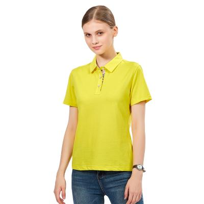 China Hot Sales Cotton QUICK DRY Simple Women's Yellow Short Sleeve Golf Polo Shirts for sale