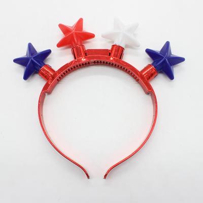 China Wholesale custom plastic 4th of July bulb star plastic led headband for sale