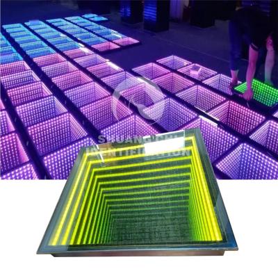 China Luz de piso de baile portátil 3D Infinity LED espejo digital azulejos para bodas y fiestas en venta