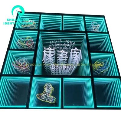 China Outdoor 3D LED Light Up Floor Abyss Mirror Neon Abyssal Magic Mirror Size Customized for sale