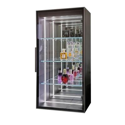 China Modelo de gabinete de vino casero personalizado de almacenamiento decorativo de pared colgante de abismo espejo de iluminación de cristal en venta