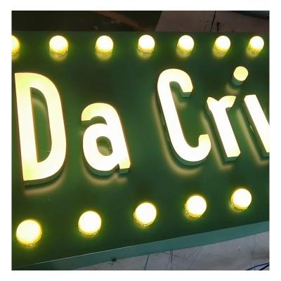 China Indoor Outdoor Advertising Display with LED Marquee Letter Lights and Retro Metal Sign for sale