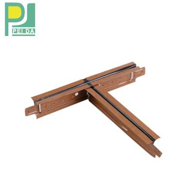 China Rust Resistance Flat Wood Color Lowes T-Bar Ceiling T Runner Beams for sale